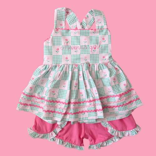 Mama's Girl Summer Patchwork Shorts Set
