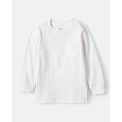 Toddler Boy Long-Sleeve Pocket Tee - White - 4T