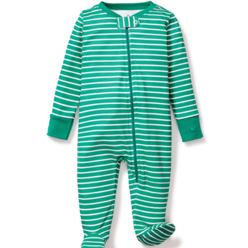 Baby's Pima Romper in Green Stripe