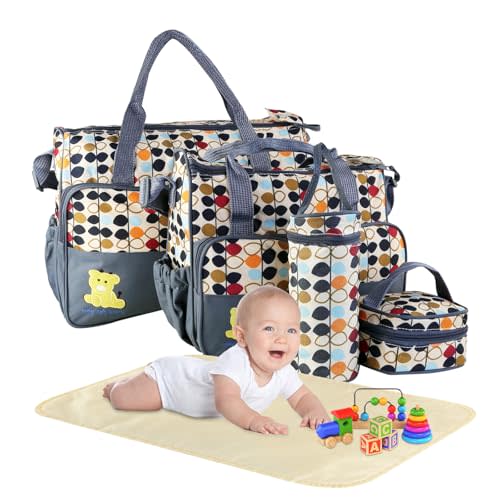 5PCS Baby Nappy Diaper Bags Set Mummy Diaper Shoulder Bags