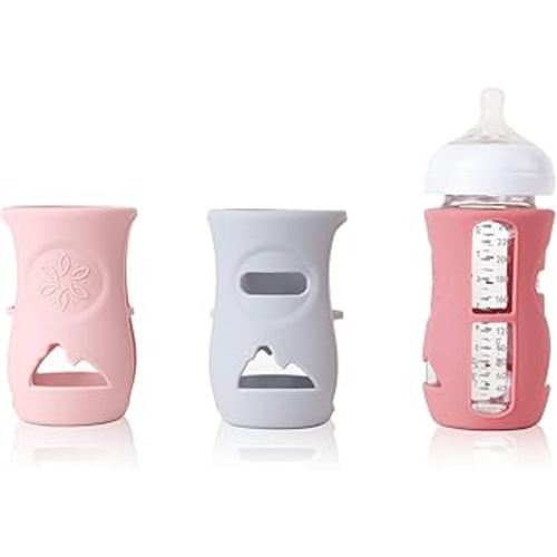 3 Pack Silicone Sleeve for Avent Natural Glass Baby Bottles, Compatible Philips Avent Glass Natural Baby Bottle 8oz