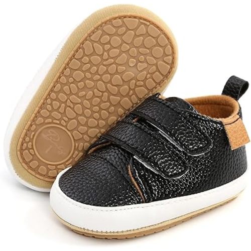 SOFMUO Baby Boys Girls High Top Ankle PU Leather Sneakers Soft Rubber Sole Infant Moccasins Newborn Oxford Loafers Anti-Slip Toddler Wedding Uniform Dress Shoes