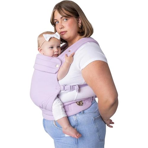 Mabē Monarch Ergonomic Baby Carrier – Premium Cotton Soft Structured Newborn to Toddler Carrier with Hip-Healthy Design, 3 Carry Positions (7-35lbs), Lightweight & Breathable, (Lilac Skies)