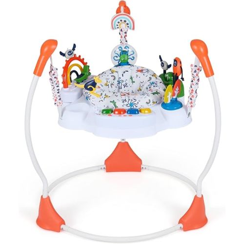 BABY JOY Baby Activity Center, Baby Jumpers and Bouncers with Music, Lights, 360° Rotating Seat, 3 Adjustable Heights, Montessori-Inspired Activity Center for Baby 6 Months + (Orange)