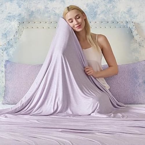 CHOSHOME Cooling Blanket for Hot Sleepers, Throw 50"× 70", Heather Purple