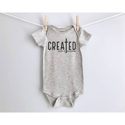 Created With A Purpose Onesie® - 100% Cotton or Cotton Blend - Available in White, Pink or Grey