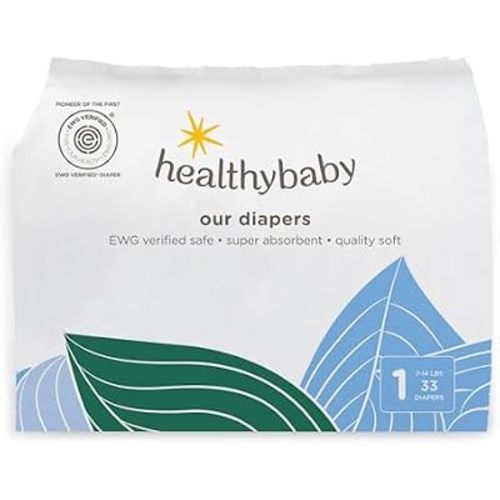 HealthyBaby Non-Toxic Diapers for Sensitive Skin - Size 1, 33 Count