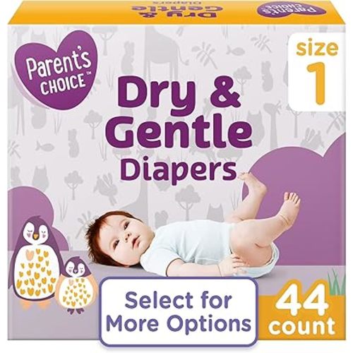 Parents Choice Dry & Gentle Diapers Size 1, 44 Count