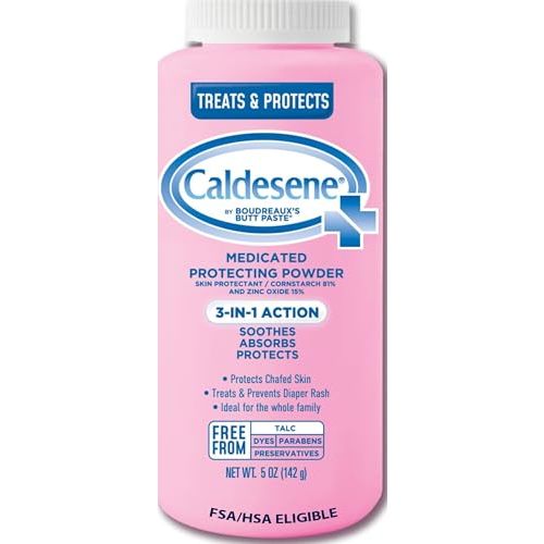Caldesene Medicated Protecting Body Powder with Zinc & Cornstarch, 5 Oz | Talc-Free Baby Powder, Soothes & Protects, Made with zinc oxide, aloe, and chamomile, Pampers Skin