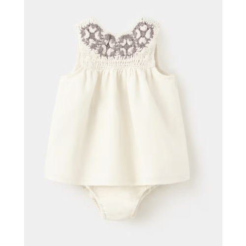 Dress and bloomer with crocheted detail