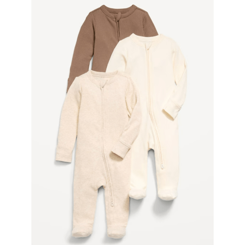 Ribbed 2-Way-Zip Sleep & Play Footed One-Piece 3-Pack for Baby