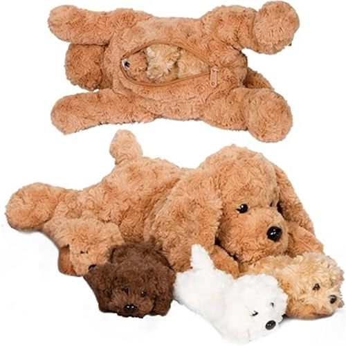 PixieCrush Adopt Me Dog Stuffed Animals for Girls Ages Three to Eight- Mommy Labradoodle with Four Puppies- Magical Dog Pillow Plushie - Enchanting Toy Dog Surprise for Imaginative Play