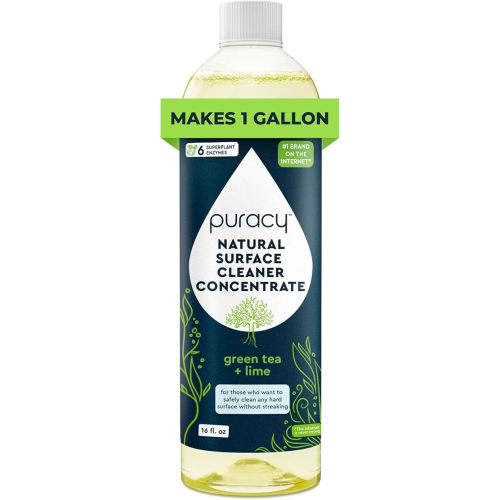 Puracy 99.9% Natural All Purpose Cleaner Concentrate - Makes 128oz Multi Purpose Cleaner - Green Tea & Lime - Surface Cleaner, Floor Cleaner, Kitchen, Cleaner, Bathroom Cleaner - Cleaning supplies