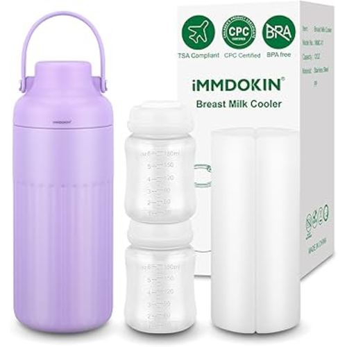 Compact Breast Milk Cooler Bottle, 12oz Portable Breastmilk Cooler with 2 Storage Bottles, 30H Cold Storage Breast Milk Chiller for Travel & Outdoor Use, Leakproof Reusable for Breastfeeding Moms