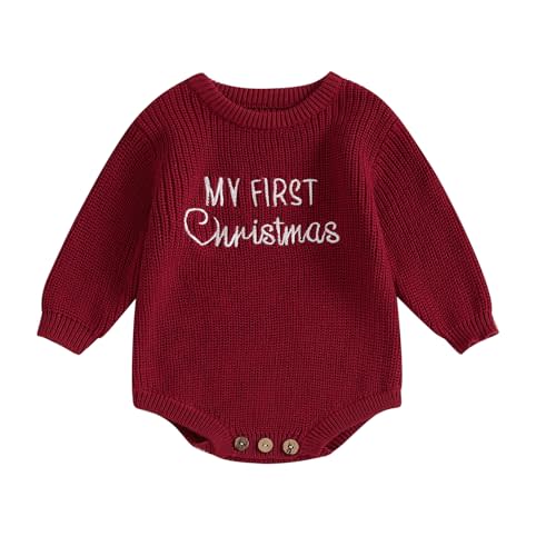 Adobabirl Baby Girl Boy Knitted Sweater Bubble Romper Long Sleeve Jumpsuit Festival Outfit Fall Winter Spring Clothes