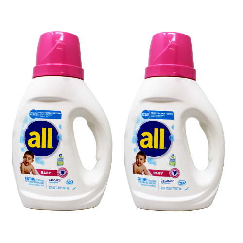 All Liquid Laundry Detergent, Gentle for Baby, 24 Loads, 30 FL OZ - 2 Pack