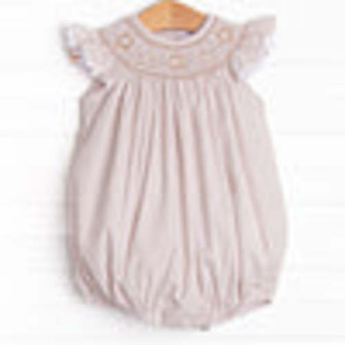Beach is Better Smocked Bubble, Tan Seersucker – Stitchy Fish