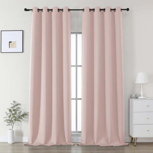 OVZME Kalme 50x108 Blush Blackout Curtains 2 Panels Set, 108 Inches Wide Ultra Long Grommet Thermal Drapes for Patio Sliding Door Cathedral Ceiling, Each W50xL108 Inch