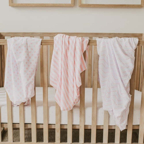 Pink Patterned Fitted Crib Sheets Set