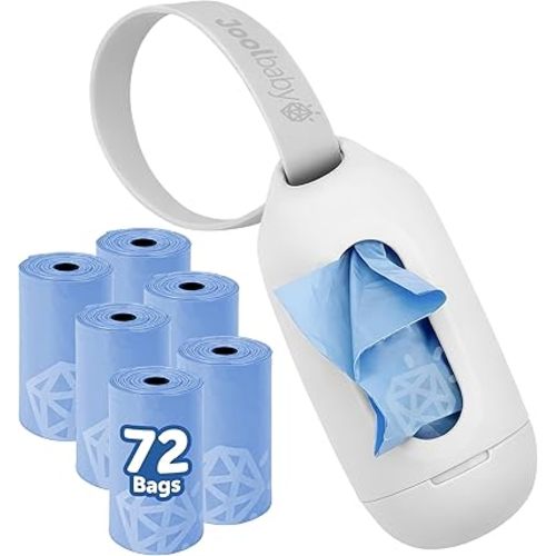 Jool Baby Disposable Diaper Bag Dispenser (Gray) + 6 Refill Rolls (Lavender-Scented) - Attaches to Stroller or Diaper Bag for On-the-Go Convenience