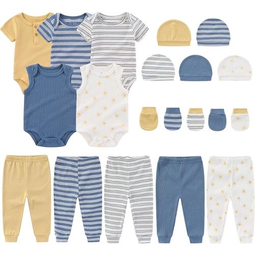Newborn Layette Gift Set 20-Piece Cotton Baby Boy Girl Clothes Essentials and Accessories