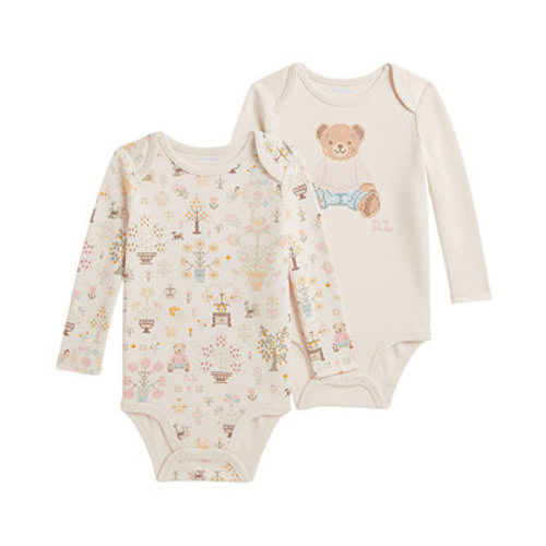 Baby Girls' Polo Bear Cotton Bodysuit, 2-Pack