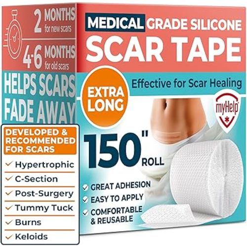 Medical Grade Silicone Scar Tape - Transparent (1.6”x150”) - Visible Difference on Surgical & Keloid Scars - Reusable Silicone Scar Sheets - Easy to Use Silicone Tape for Scars
