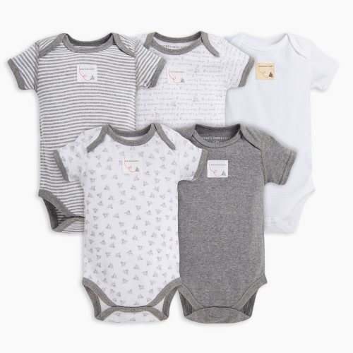 Burt's Bees Baby Organic Short Sleeve Bodysuit (5 Pack) - Heather Grey, 0-3 Months