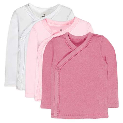 HonestBaby 3-pack Long Sleeve Side-snap Kimono Tops 100% Organic Cotton for Newborn Baby for Infant Boys, Girls, Unisex