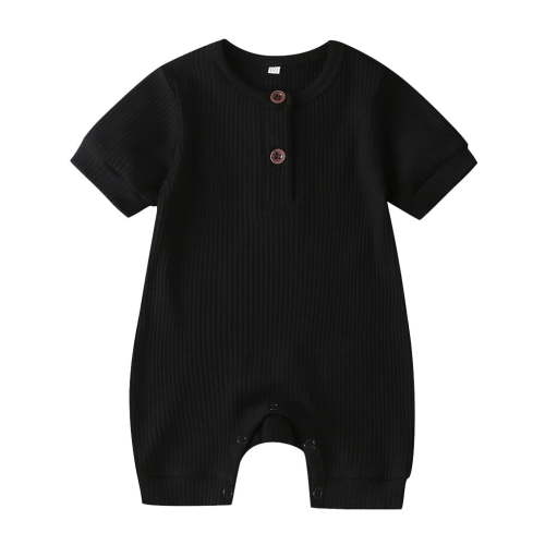 TOOYOU Baby Girls Romper&Jumpsuit Newborn Infant Short Sleeve Solid Color Jumpsuit Cute Onesie Bodysuits Playsuit For Kids Black Size 3-6 Months