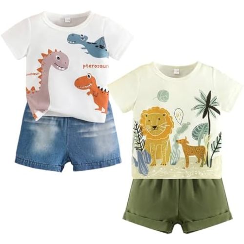 Baby Boys 4-Piece Cotton Shorts T-Shirt Summer Outfit Sets Infant Clothes
