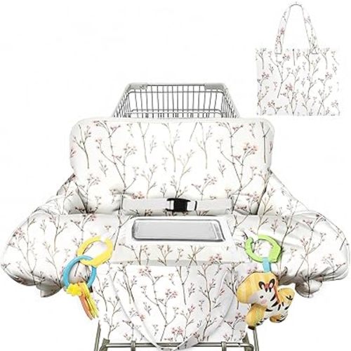 Shopping Cart Cover for Baby Girl Boy 2-in-1 High Chair Water Resistant High Chair Cover Black Flower Gender Neutral Cart Cover for Babies Padded Grocery Cart Cover for Baby
