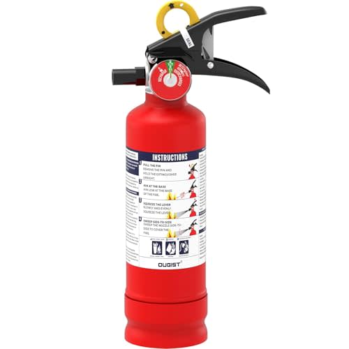 Ougist Signature ABC Fire Extinguisher for Home, 2.5 lb, 1 Pack | 1-A:10-B:C Rated Dry Chemical Extinguisher Designed For Initial Household Fires In Kitchens, Garages And Living Areas