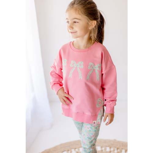 Bow Applique Sweatshirt - Rose Water