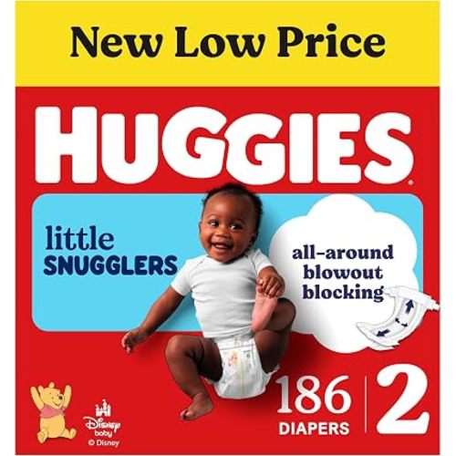 Huggies Little Snugglers Diapers Size 2, 186 Count (3 Packs of 62)