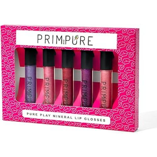 Prim and Pure Mineral Play Lip Gloss Set (Pack of 5) - 100% Natural, Organic, Non-toxic Kids Lip Gloss Made in the USA