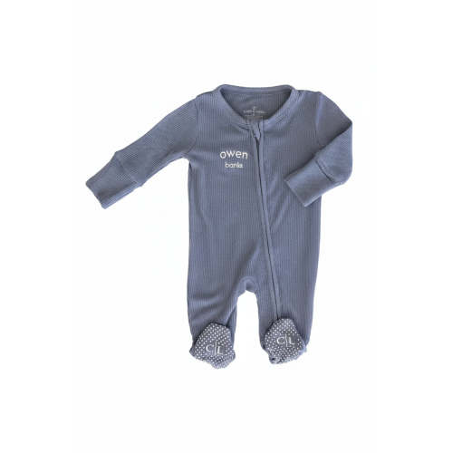 Embroidered Bamboo Waffle Zipper Footie | Mountain Haze