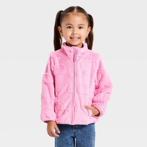 Baby Girls' Rainbow Cozy Fleece Jacket - Cat & Jack™ Pink 12M