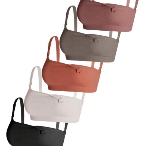 5pack - Maternity Nursing Bra - One-Piece Front-Clasp Nursing Bra - No Wire Or Padding, Double Hook Design - Seamless Nylon Fabric, Comfortable And Soft, No-Sagging Bra - Suitable For Sleeping, Pregnancy, And Postpartum