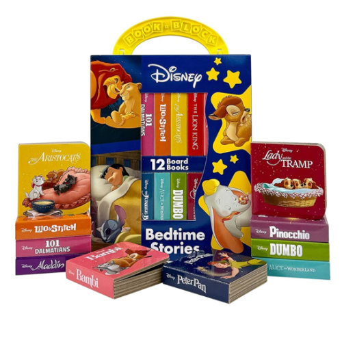 Disney Lion King, Lilo & Stitch, and More! – Bedtime Stories My First Library Board Book Block 12-Book Set - First Words, Alphabet, Numbers, and More! - PI Kids