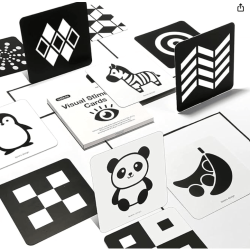 beiens High Contrast Baby Flashcards, Black White Color Newborn Brain Development Toys, Visual Stimulation Learning Activity Cards, Educational Infants Gift (Black & White(for 0-3 Months))