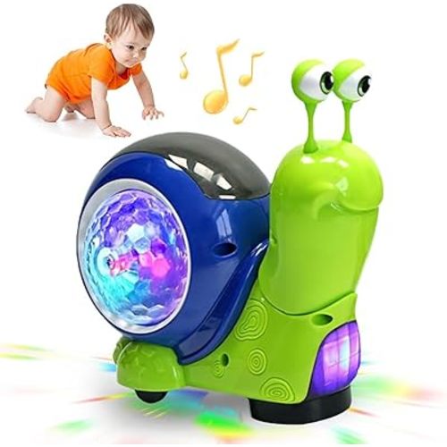 Luminous Snail Toy,Snail Toy for Baby,Electric Snail Crawling Toy,Light up + Music + Crawling Snail Baby Toy,Happy Hour, Great Atmosphere,Gifts for Children(Green)