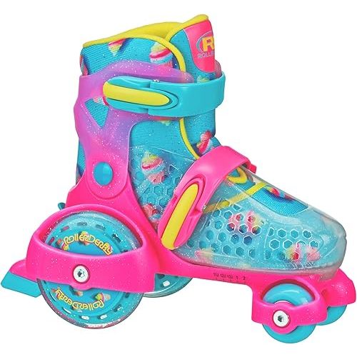 Fun Roll Beginner Roller Skates by Roller Derby, Adjustable Sizing, Skates for Kids, Toddlers, Boys, Girls