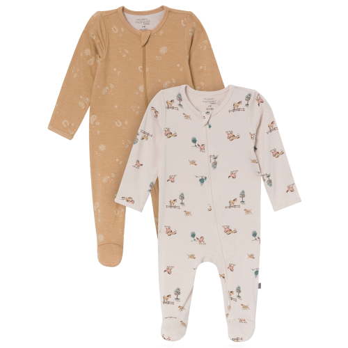 Modern Moments by Gerber Neutral Two-Way Zip Viscose Sleep ´N Play Footed Pajama, 2-Pack, Sizes Newborn - 24 Months