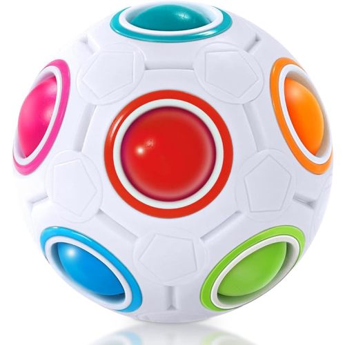 Vdealen Magic Rainbow Puzzle Ball, Fidget Ball Puzzle Brain Teaser Fidget Toy for Boys & Girls- Birthday Party Easter Valentines Christmas Stocking Stuffers for Kids Teen & Adults(Off White)