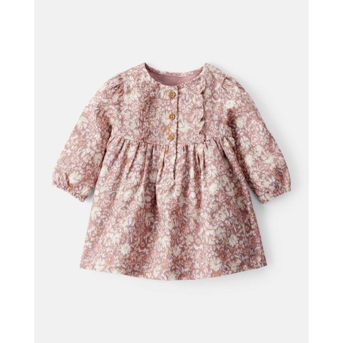 Baby Girl Floral Cotton Long-Sleeve Dress - Pink, 9M