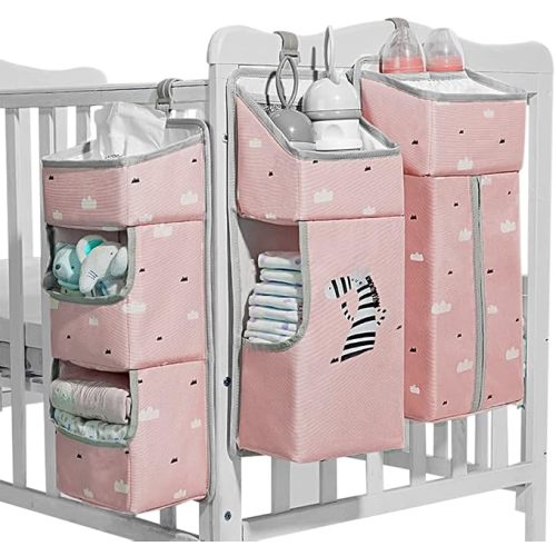 Hanging Diaper Caddy Organizer for Baby Crib - 3-in-1 Diaper Stacker for Changing Table Nursery Organization Storage Holder for Baby Essentials Attachment Portable Combining Clothing