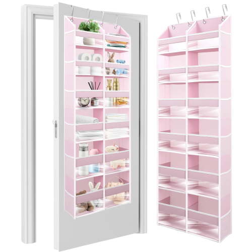 HOMELUX THEORY Heavy Duty Over the Door Organizer - Extra Wide Closet Organizers And Storage, Hanging Storage Door for Bedroom & Baby Nursery, 1PC Baby Pink