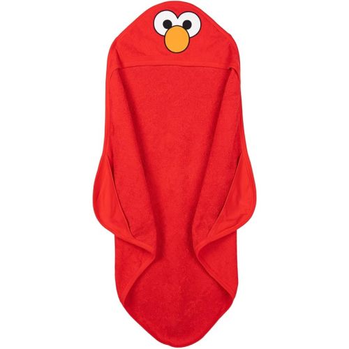 Sesame Street Baby Boy or Girl Embroidered Graphic Hooded Bath Wrap Elmo Bright Red OS