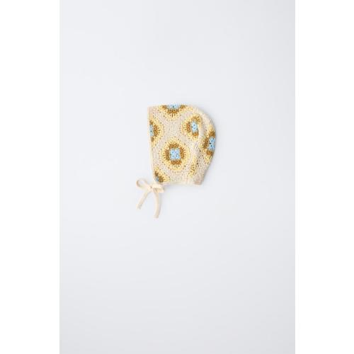 FLORAL CROCHET KNIT BONNET - Ecru | ZARA United States